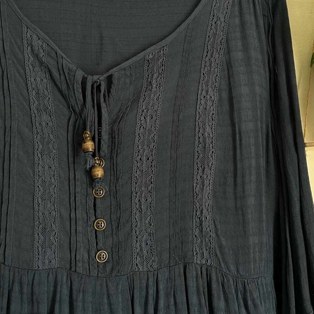 REWIND Navy Blue 3/4 Sleeve Flowy Spring BOHO Top SZ EXTRA LARGE (fits like M) - Picture 6 of 6
